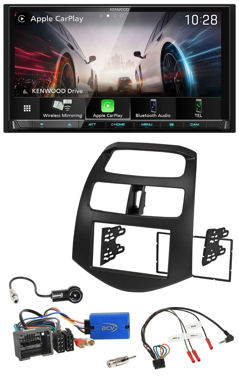 Kenwood Lenkrad 2DIN USB DAB Bluetooth Autoradio für Chevrolet Spark 2013-2015