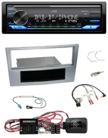 JVC Bluetooth DAB USB Lenkrad Autoradio für Opel Corsa D matt-chrom 09-14