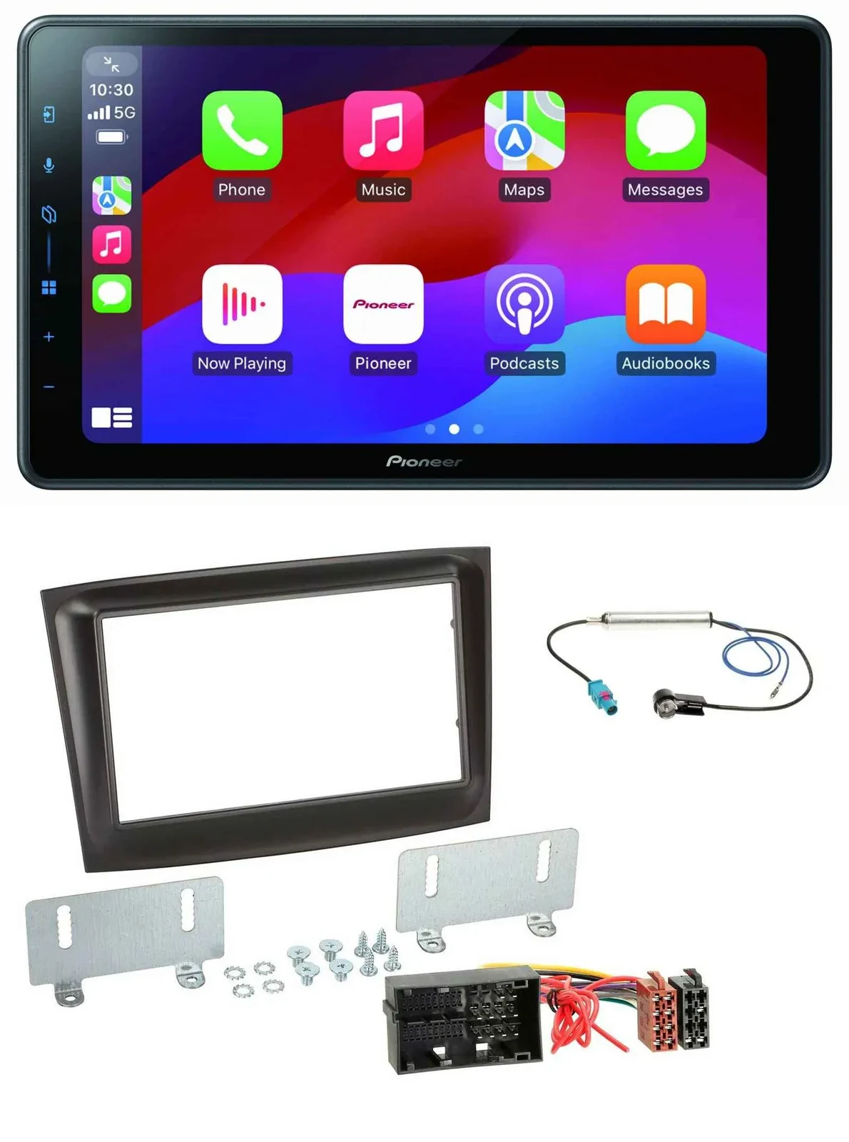 Автомагнитола для Fiat Doblo Pioneer 2-DIN, Bluetooth, USB, MP3, DAB, черный