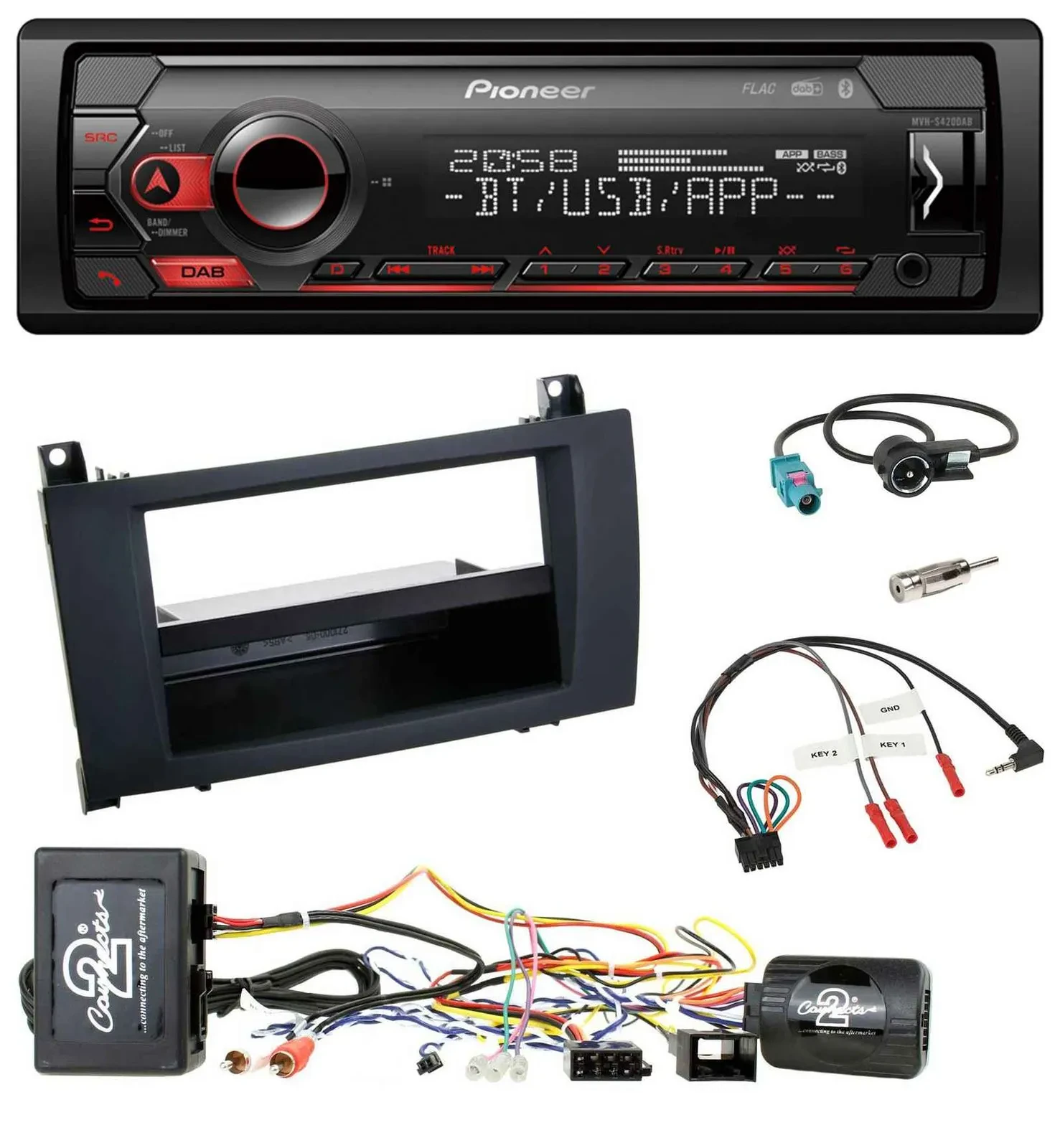 Pioneer Lenkrad USB DAB Bluetooth Autoradio für Mercedes SLK R171 04-11 aktiv