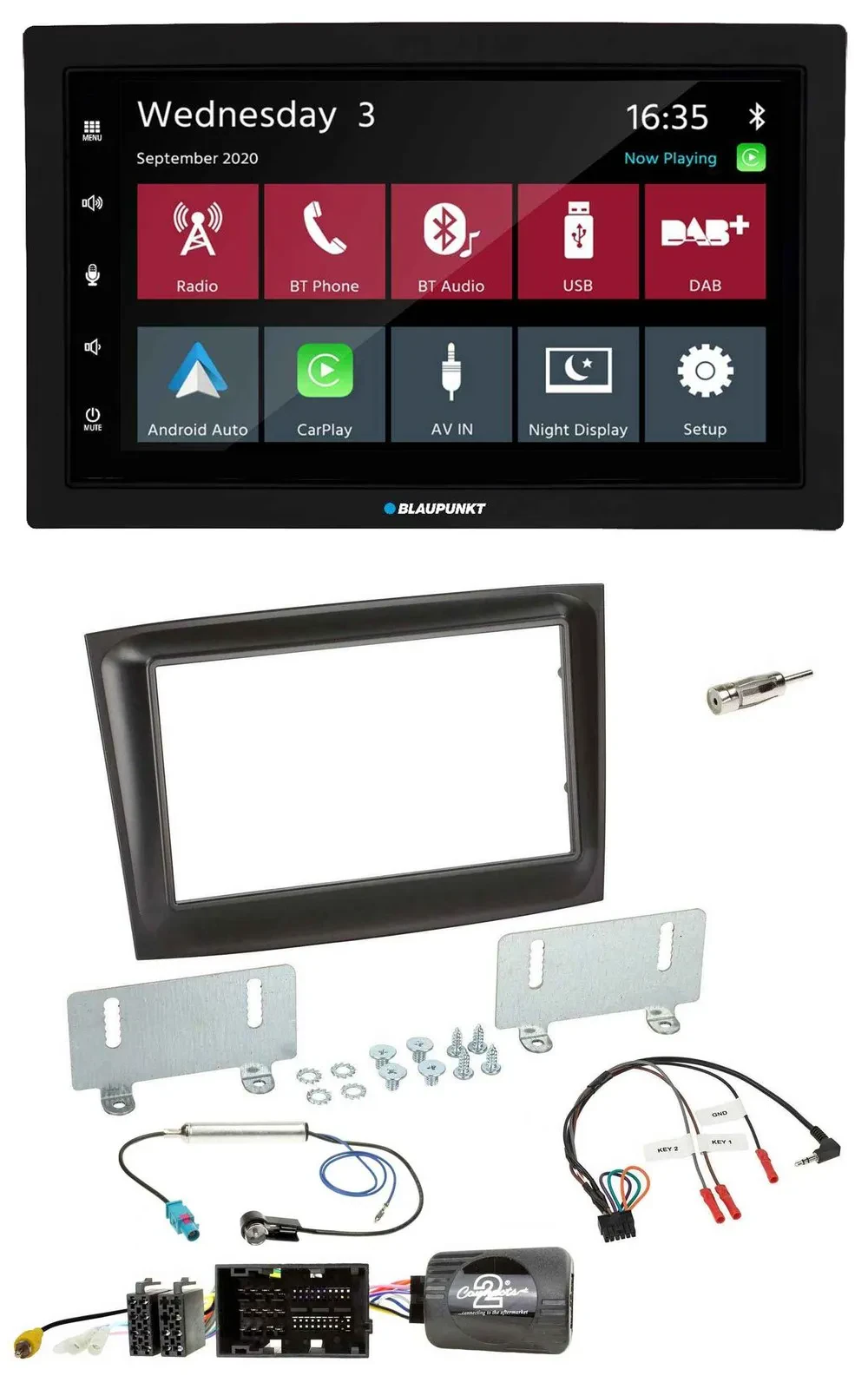 Blaupunkt DAB Bluetooth USB Lenkrad 2DIN Autoradio für Fiat Doblo ab 2015 schwar
