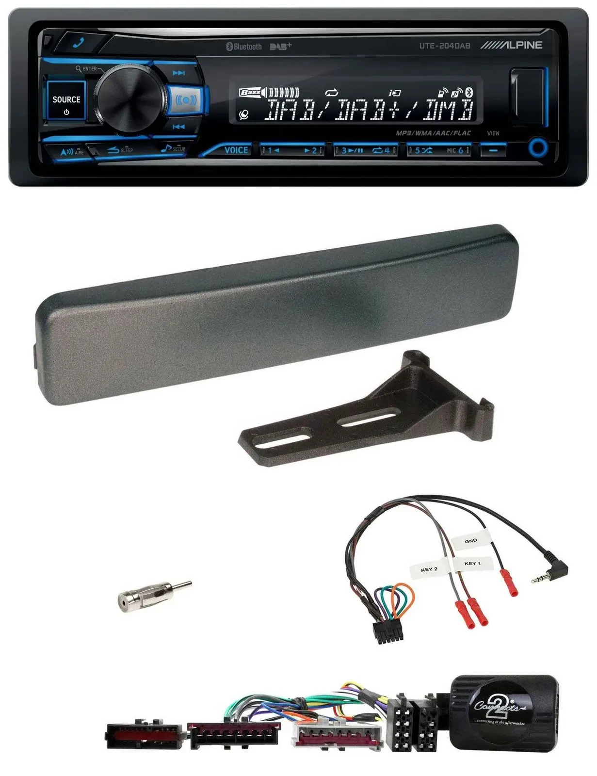 Alpine USB Bluetooth DAB Lenkrad Autoradio für Ford Mondeo Focus anthrazit