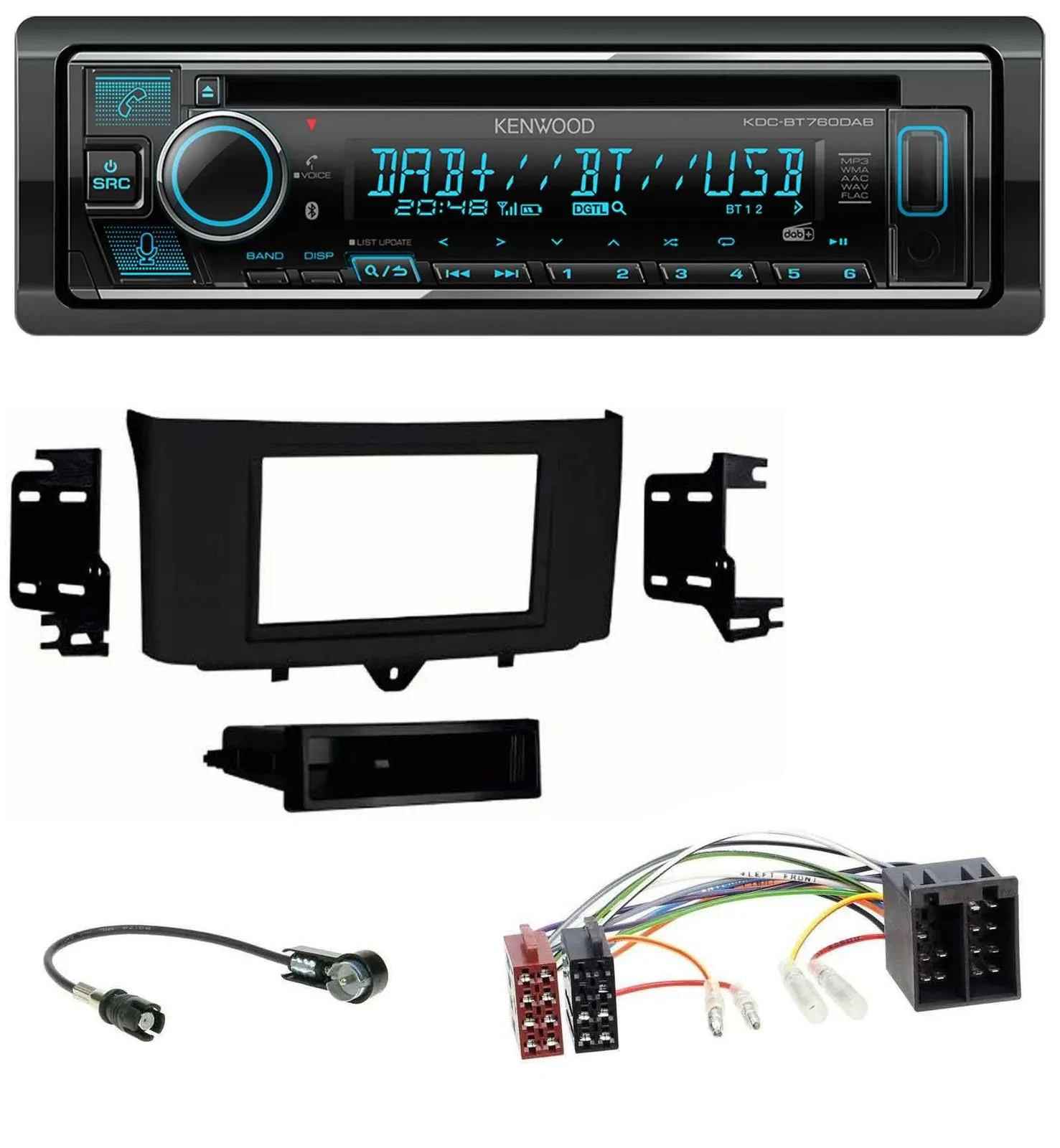 Kenwood MP3 Bluetooth DAB USB CD Autoradio für Smart ForTwo (2010-2015)