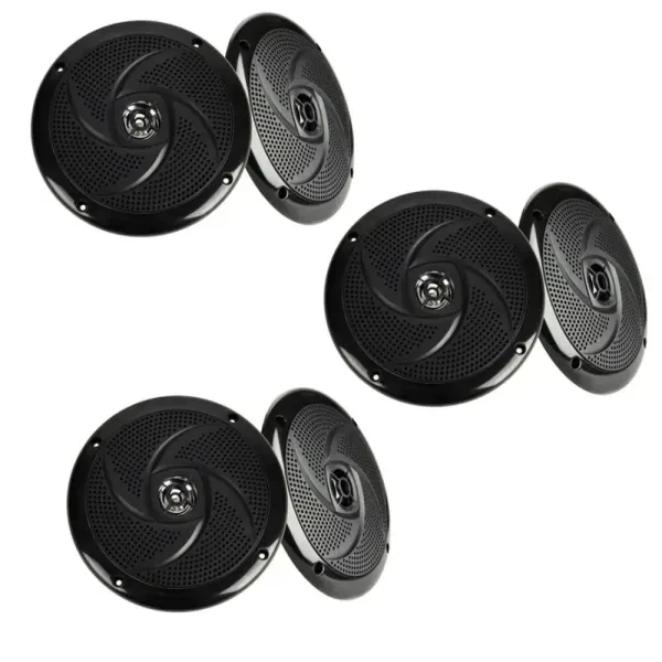Belva BMS65SB 6.5" 200W Shallow Marine Audio Speakers 3 Pairs Black