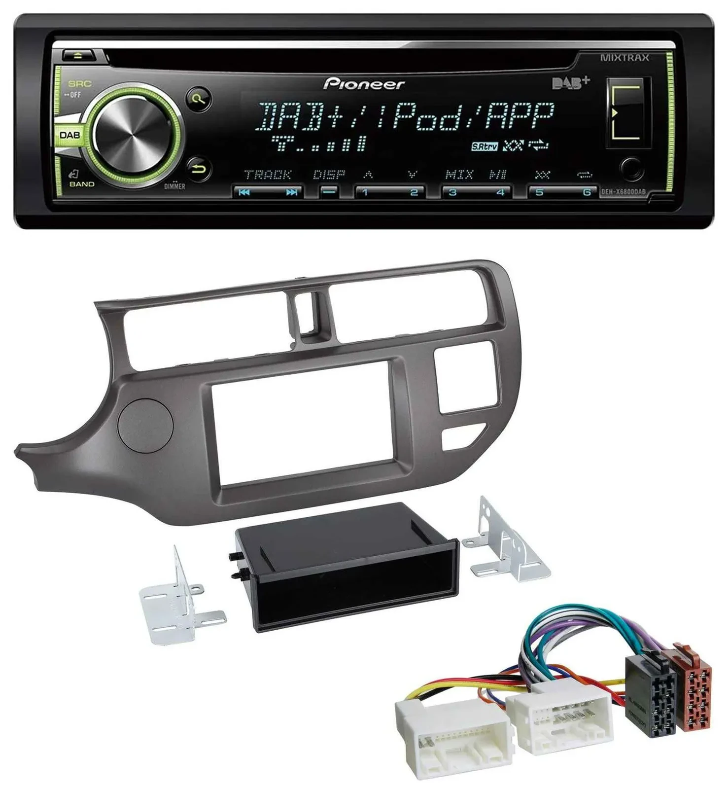 Pioneer DAB USB MP3 AUX CD Autoradio für Kia Rio UB 2011-2014 anthrazit
