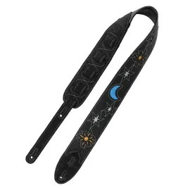 Levy's M4MN Leather 2.5" Guitar Strap, Black Sun and Moon