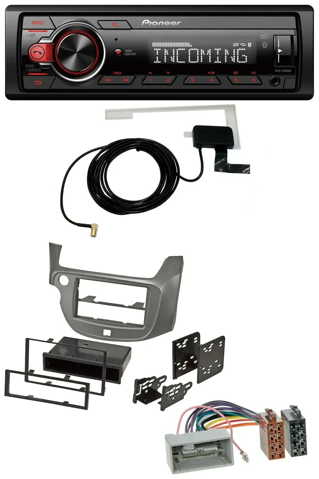 Автомагнитола для Honda Jazz (с 2009 года) Pioneer USB MP3 DAB Bluetooth, серебристая