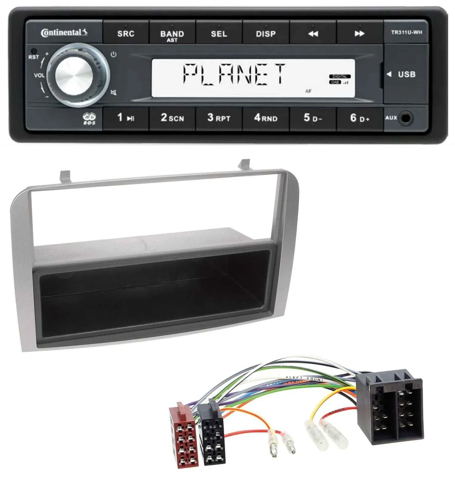 Continental USB MP3 AUX 1DIN Autoradio für Alfa Romeo 147 GT silber Ablagefach