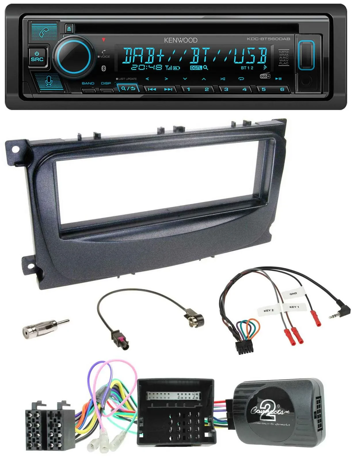 Kenwood Bluetooth DAB CD Lenkrad USB Autoradio für Ford Mondeo S-Max 2007-14 Can