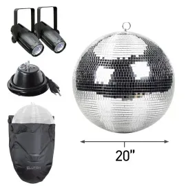 ProX MB-20 20" Disco Dance Club Mirror Ball w Carrying Bag & LED Pin Spot