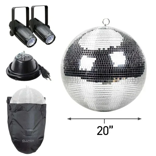 ProX MB-20 20" Disco Dance Club Mirror Ball w Carrying Bag & LED Pin Spot