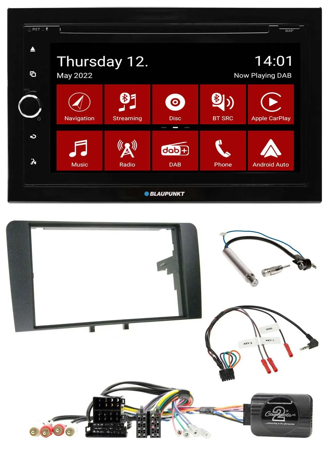 Автомагнитола Blaupunkt 2DIN, Bluetooth, USB, DAB, навигация, TMC, для Audi A3 (Symphony, ISO)