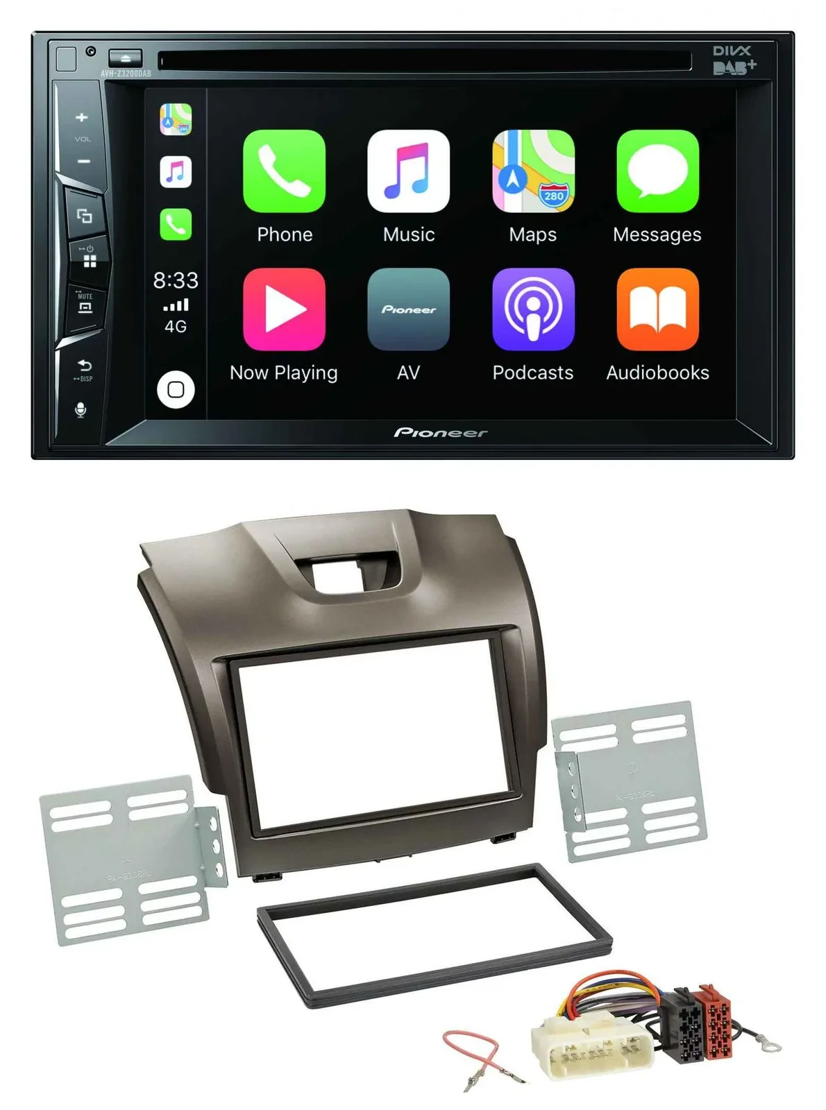Pioneer MP3 USB DVD Bluetooth DAB 2DIN Autoradio für Isuzu D-Max ab 2012 grau