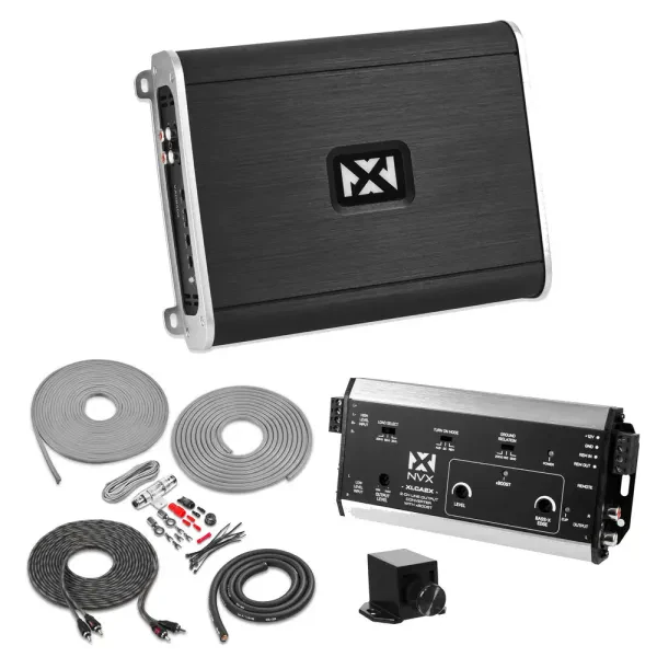 NVX VAD8402 840W 2-Channel Marine Amplifier w/ Line-Output Converter & Amp Kit