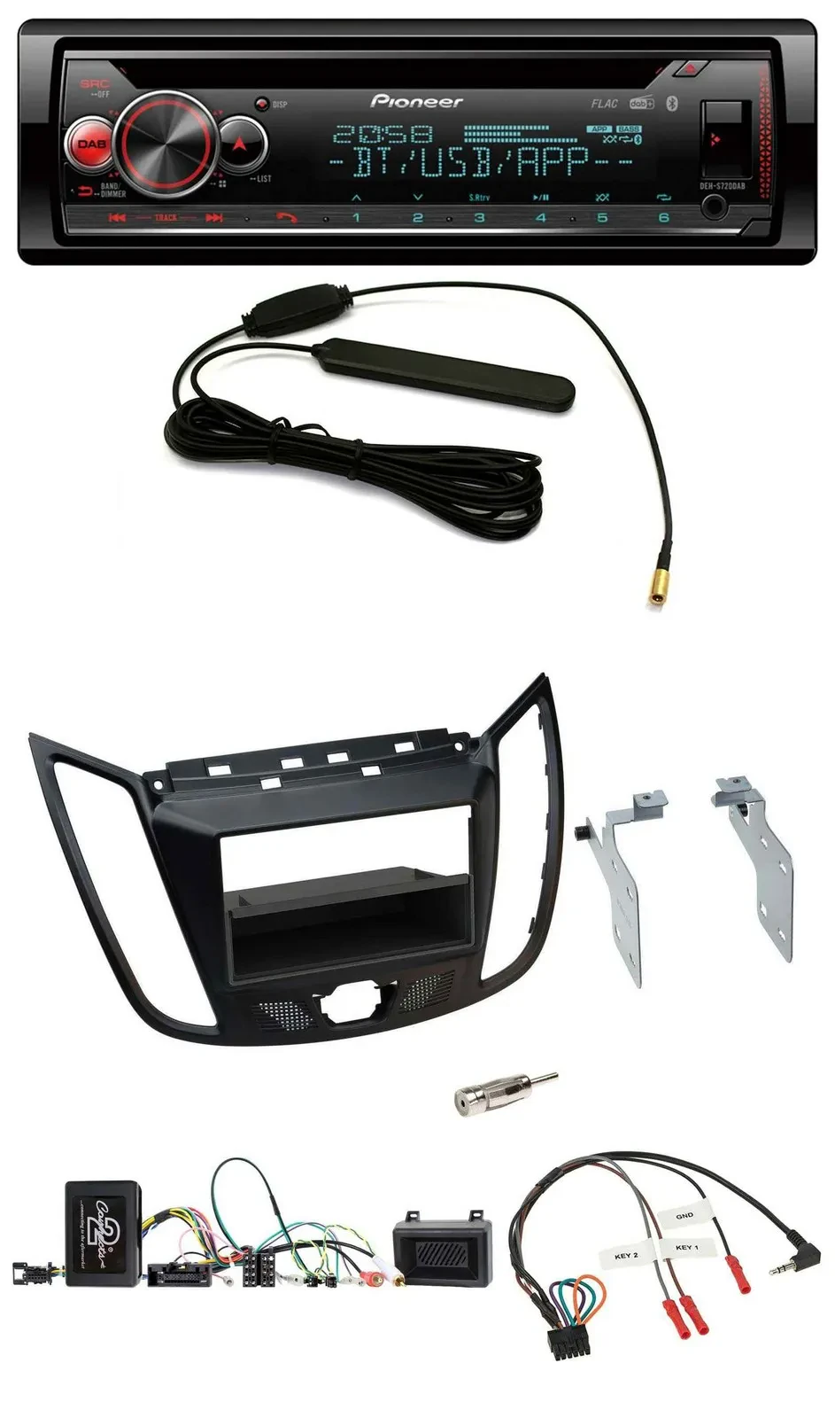 Автомагнитола Pioneer для Ford C-Max/Kuga USB, DAB, Bluetooth, CD, черный матовый