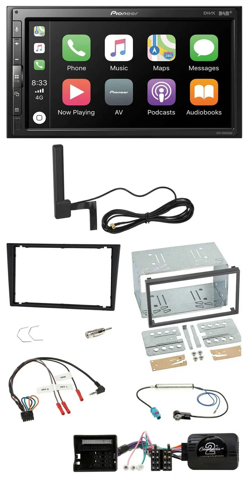 Pioneer USB 2DIN Bluetooth DAB Lenkrad Autoradio für Opel Corsa C Tigra Vectra C