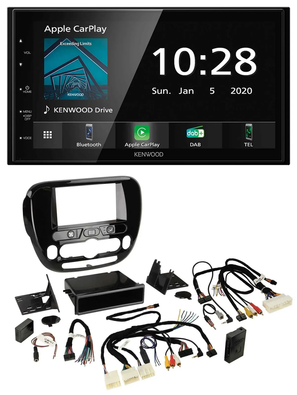 Автомагнитола Kenwood 2DIN Bluetooth, DAB, USB для Kia Soul (с 2014), поддержка кнопок на руле и климат-контроля