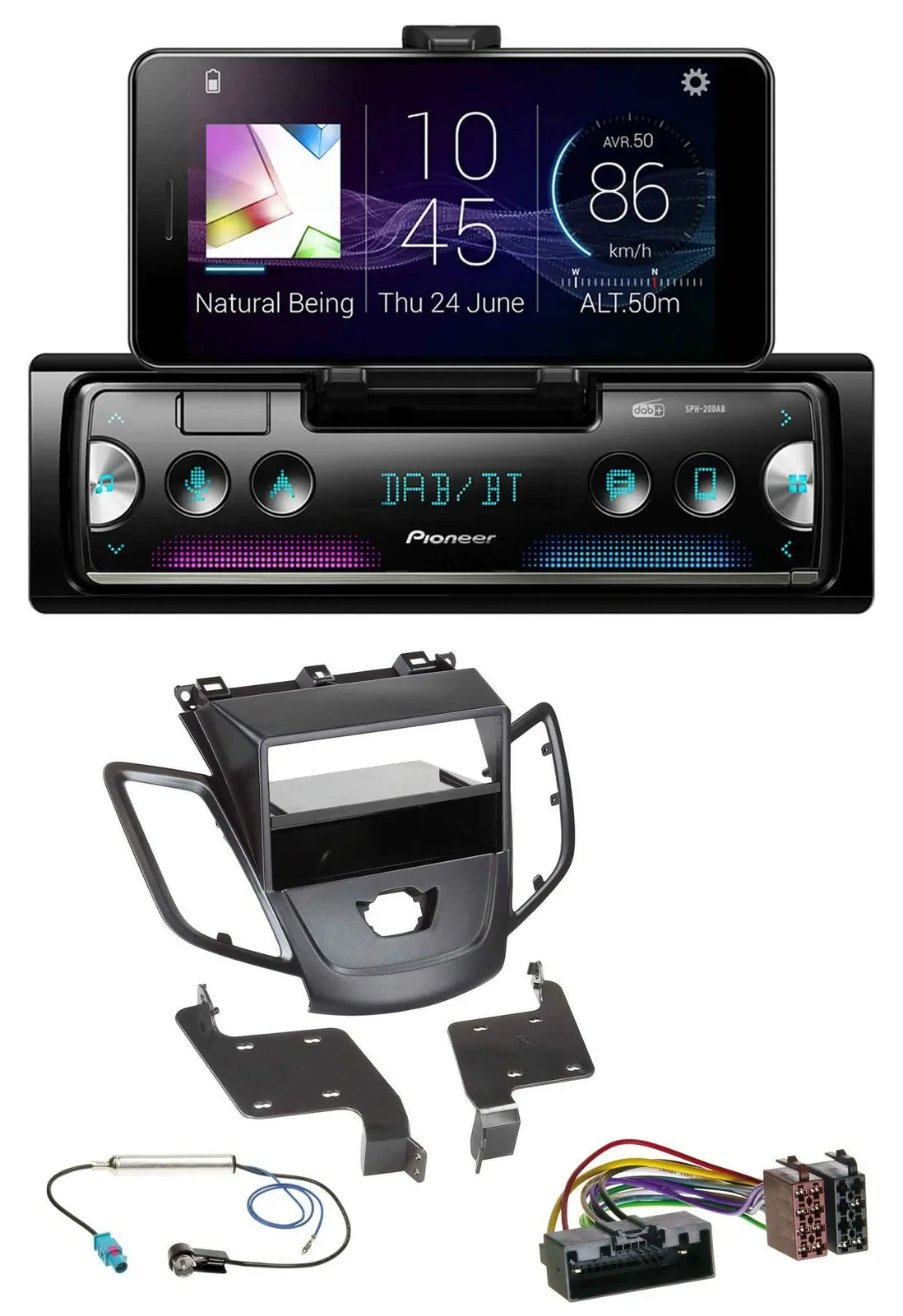 Автомагнитола для Ford Fiesta 2010–2017 (JA8) Pioneer USB MP3 Bluetooth DAB без дисплея