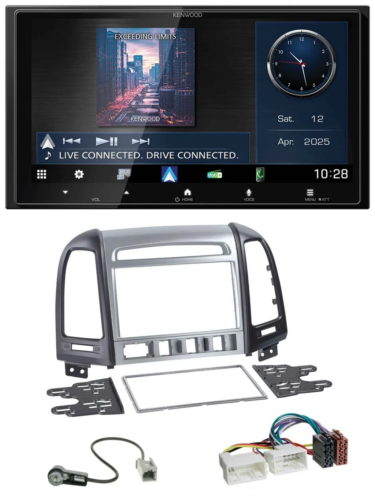 Автомагнитола для Hyundai Santa Fe Kenwood 2DIN, Bluetooth, USB, DAB, MP3