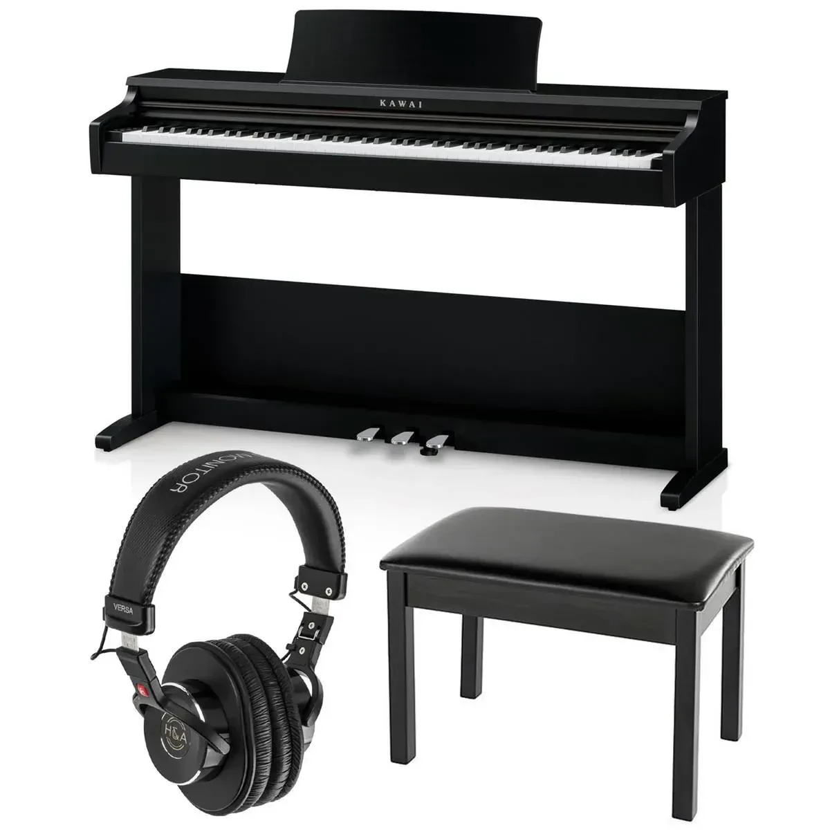 Kawai KDP75 88-Key Digital Piano with Bench, Embossed Black with Headphones
