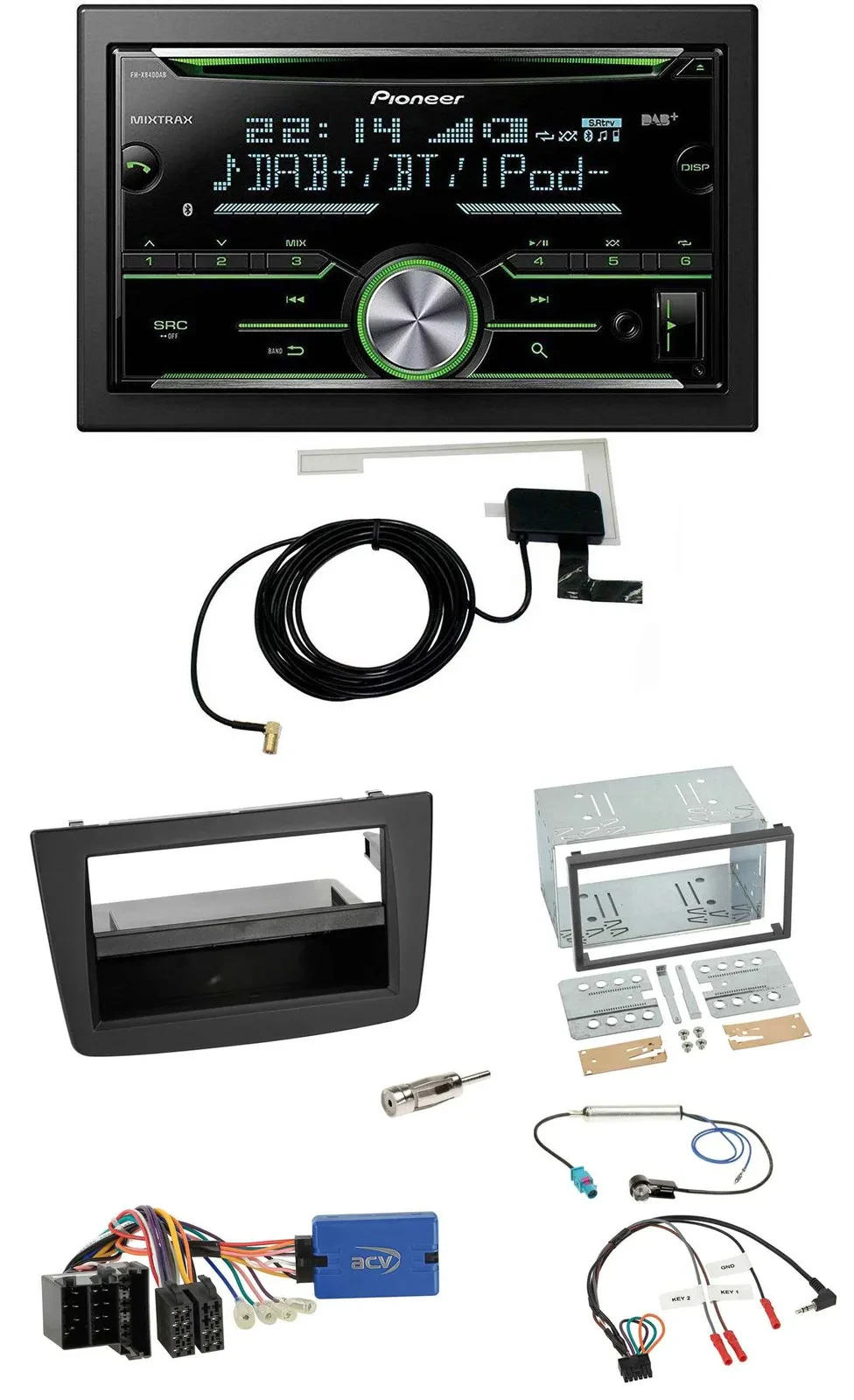 Автомагнитола Pioneer 2DIN CD, USB, Bluetooth, DAB для Alfa Romeo Mito с управлением на руле