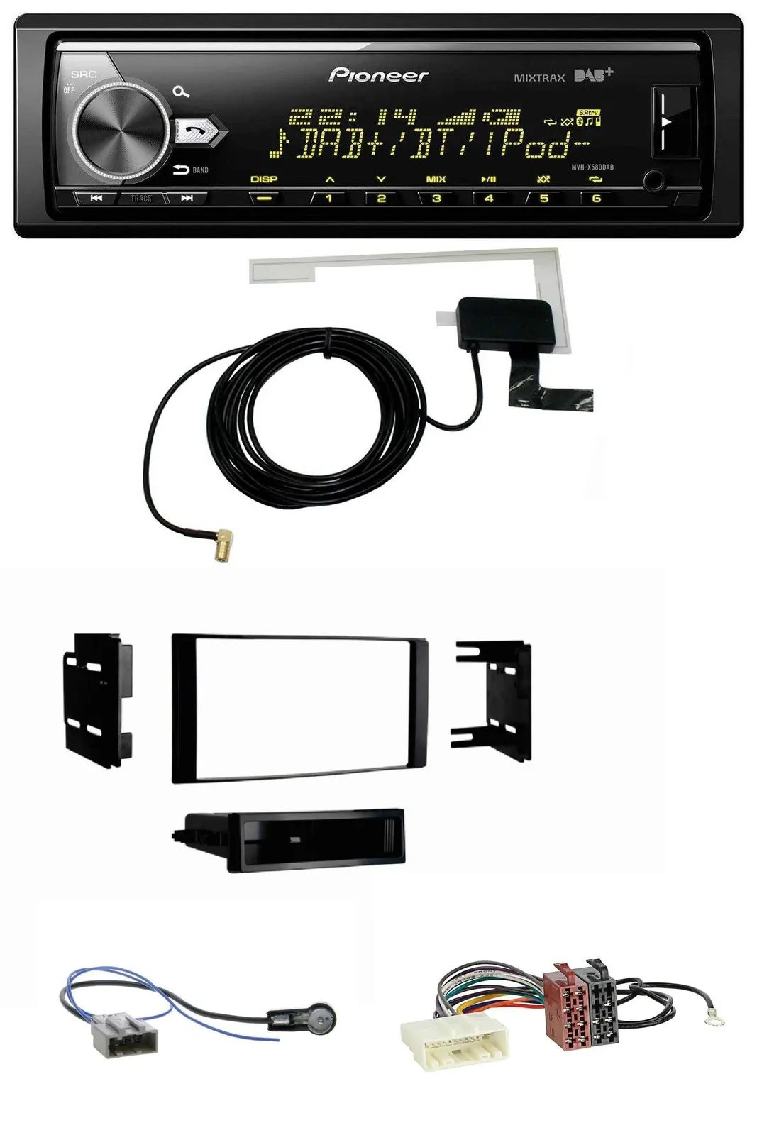 Pioneer Bluetooth DAB USB MP3 Autoradio für Nissan Micra 2013-2017 schwarz matt