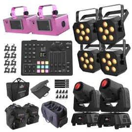 Chauvet DJ EZLink Par Q6BT ILS LED Pars 4 Pack w Aerial Lasers & Command