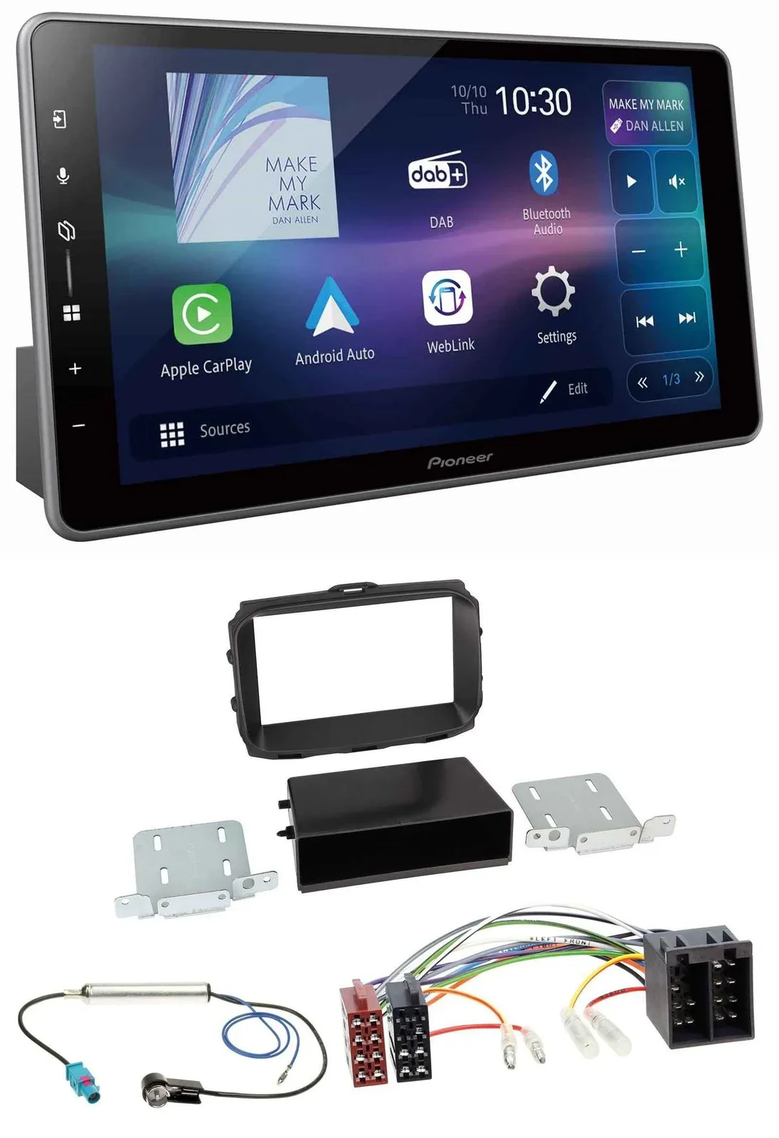 Автомагнитола для Alfa Romeo Giulietta 2013–2021 Pioneer Bluetooth, USB, DAB, MP3, ISO