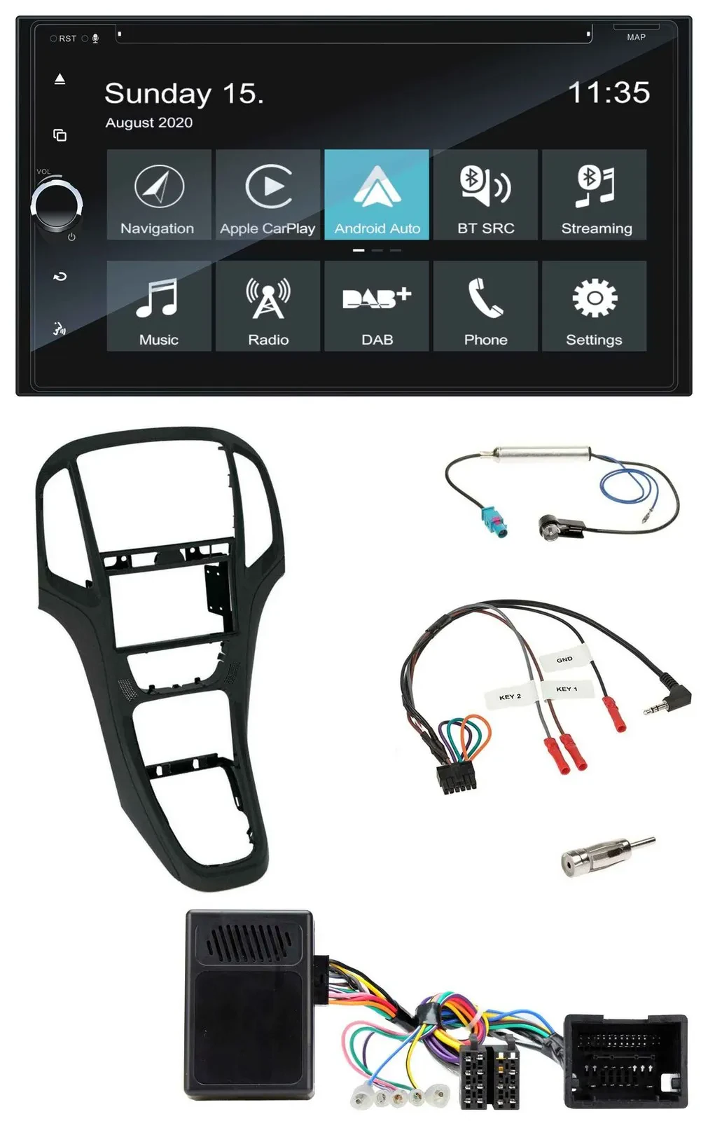Blaupunkt 2DIN Lenkrad TMC Bluetooth USB DAB Navigation für Opel Astra ab 09 Per