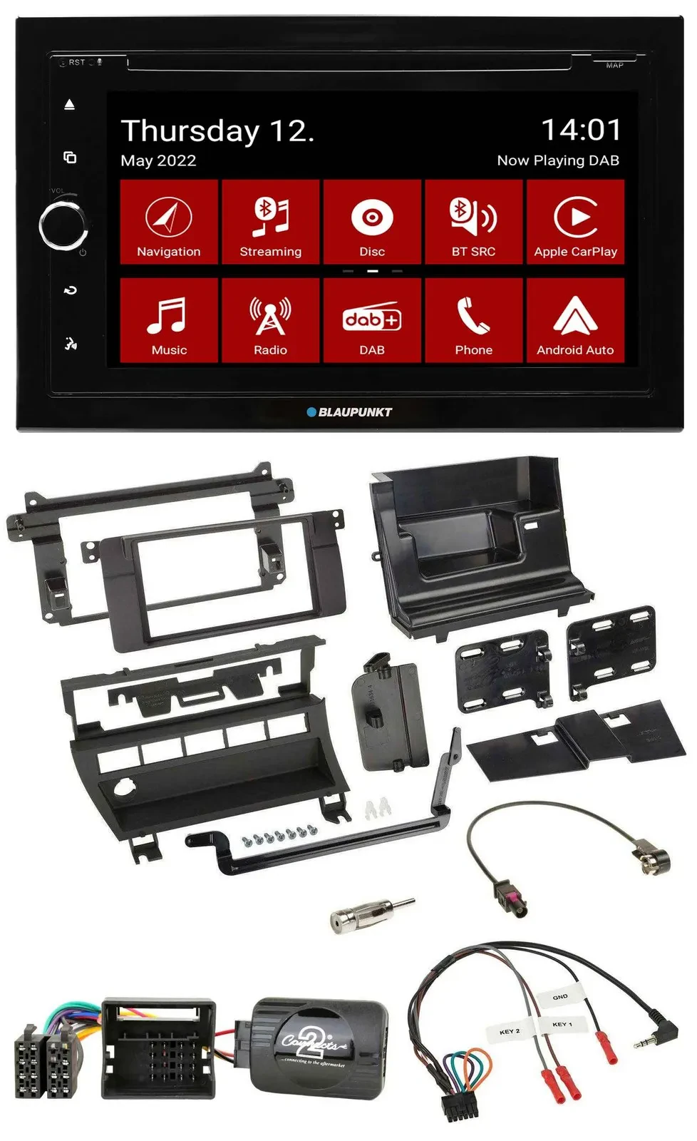 Blaupunkt Lenkrad DVD Bluetooth DAB 2DIN USB Autoradio für BMW 3er 2001-2006 5 S
