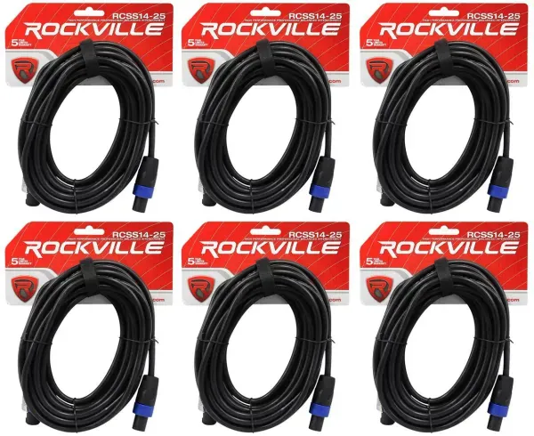 Спикерный кабель Rockville RCSS1425 Black 7.6 м (6 штук)