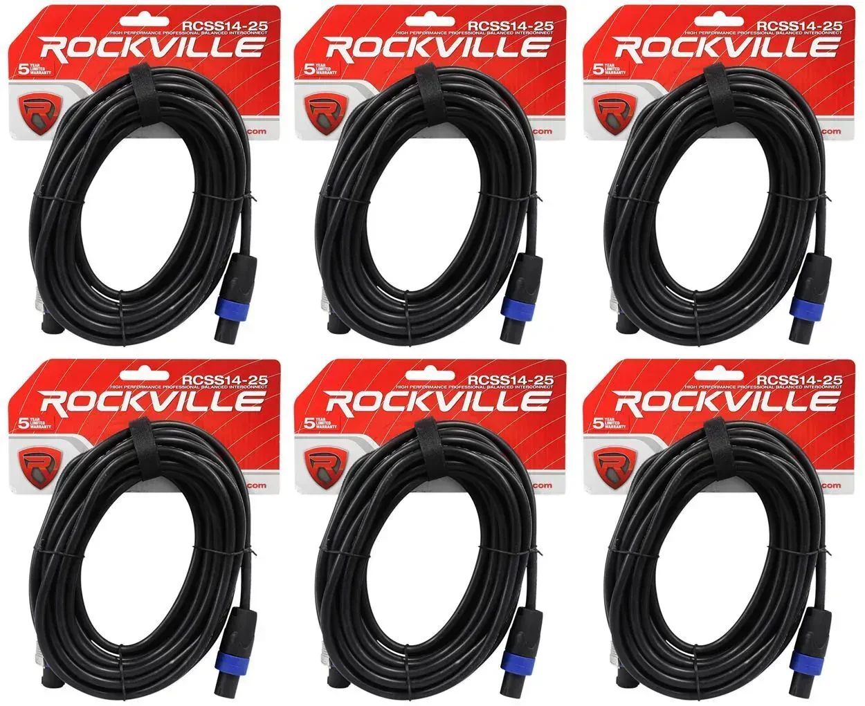 Спикерный кабель Rockville RCSS1425 Black 7.6 м (6 штук)