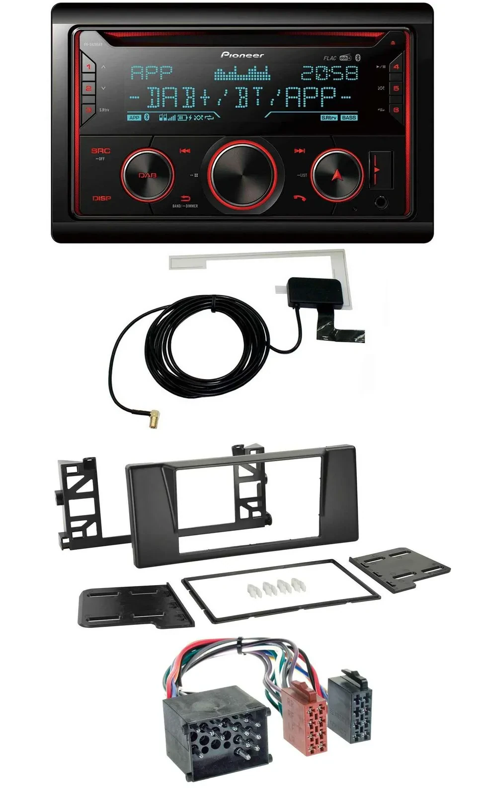 Pioneer 2DIN MP3 DAB USB CD Bluetooth Autoradio für BMW 5er (E39) X5 Rundpin