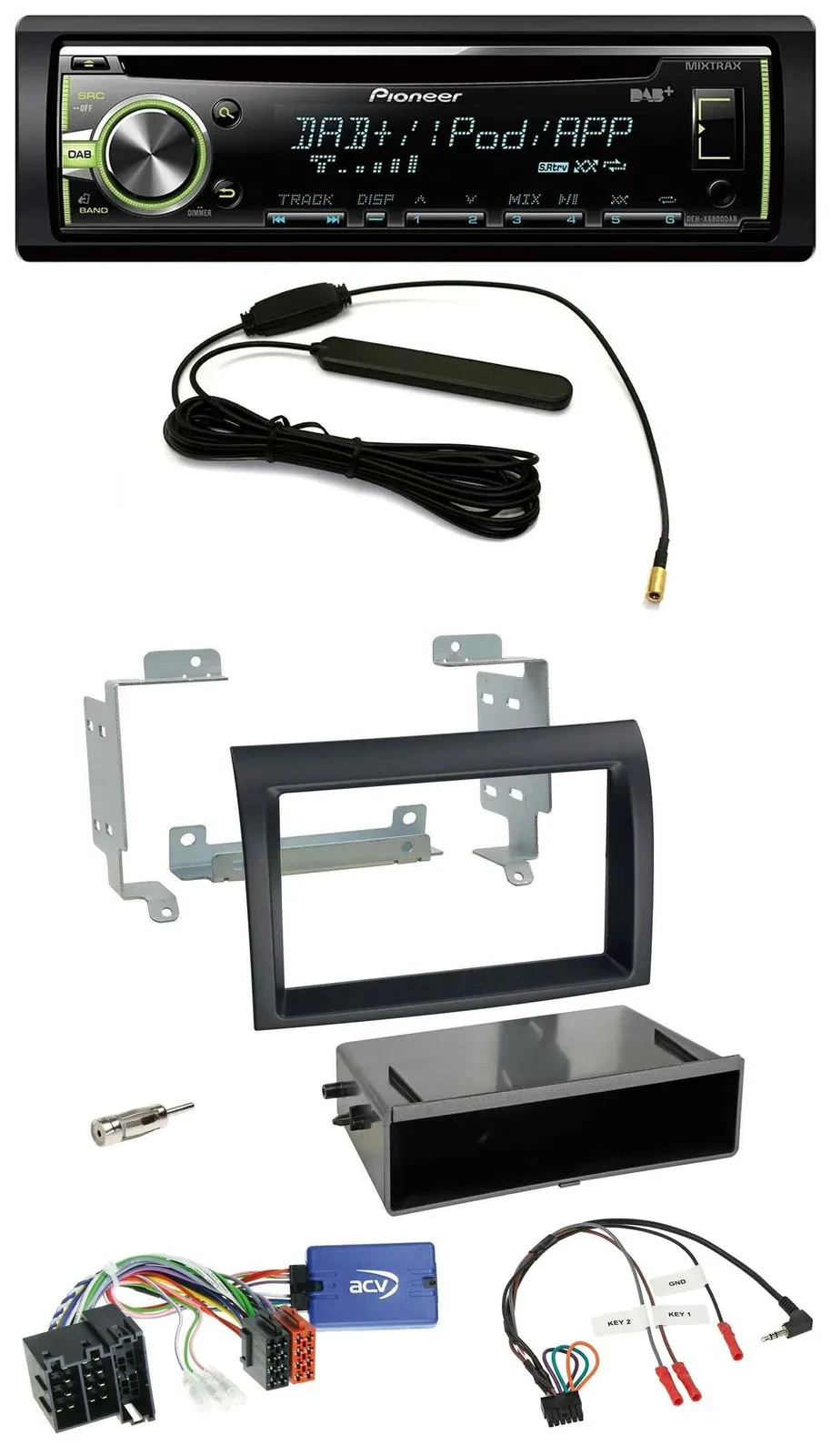 Pioneer MP3 USB CD DAB Lenkrad Autoradio für Fiat Ducato 08-11 schwarz Profi