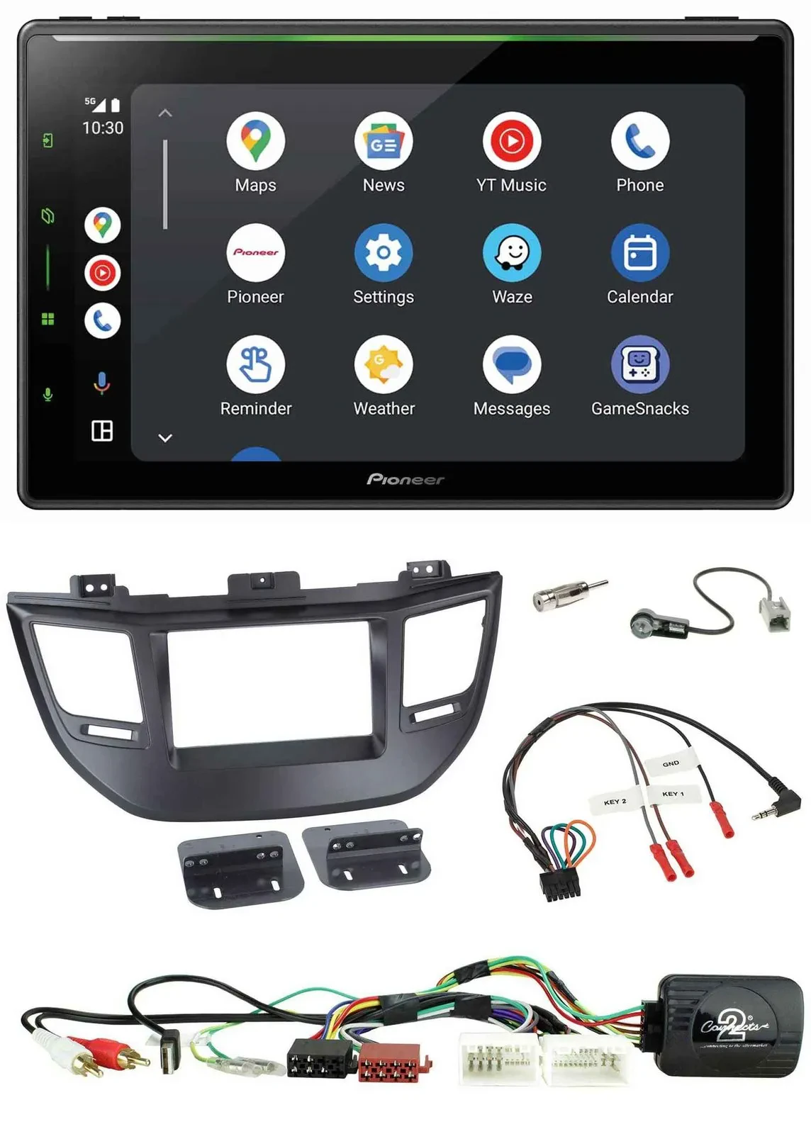 Автомагнитола Pioneer 2DIN USB Bluetooth DAB для Hyundai Tucson 2015–2020, черная, поддержка кнопок на руле