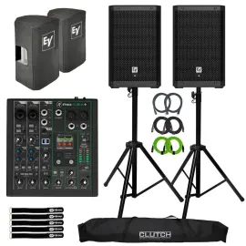 Electro-Voice ZLX-8P G2 8" Active Powered PA DJ Speakers Pair w ProFX6v3+ Mixer