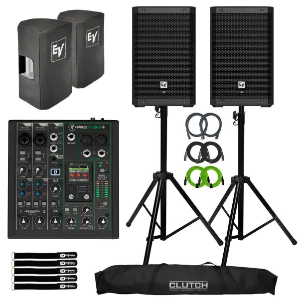 Electro-Voice ZLX-8P G2 8" Active Powered PA DJ Speakers Pair w ProFX6v3+ Mixer