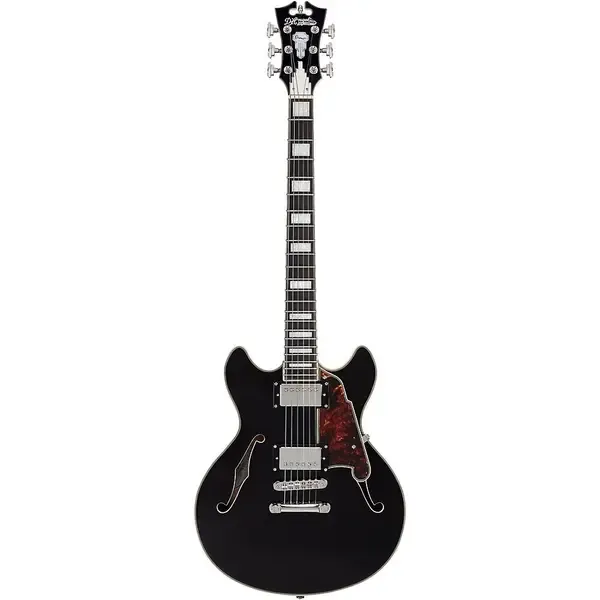 Электрогитара полуакустическая D'Angelico Premier Mini DC Semi-Hollow Guitar With Stopbar Tailpiece Black Flake