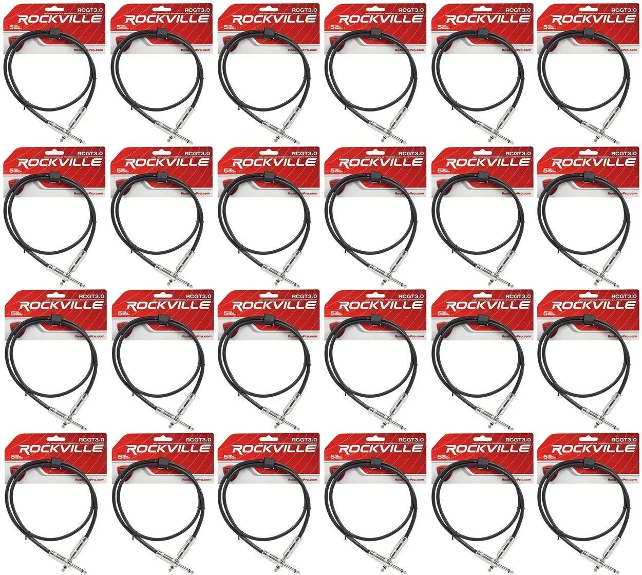 Инструментальный кабель Rockville RCGT3.0B Black 0.9 м (24 штуки)