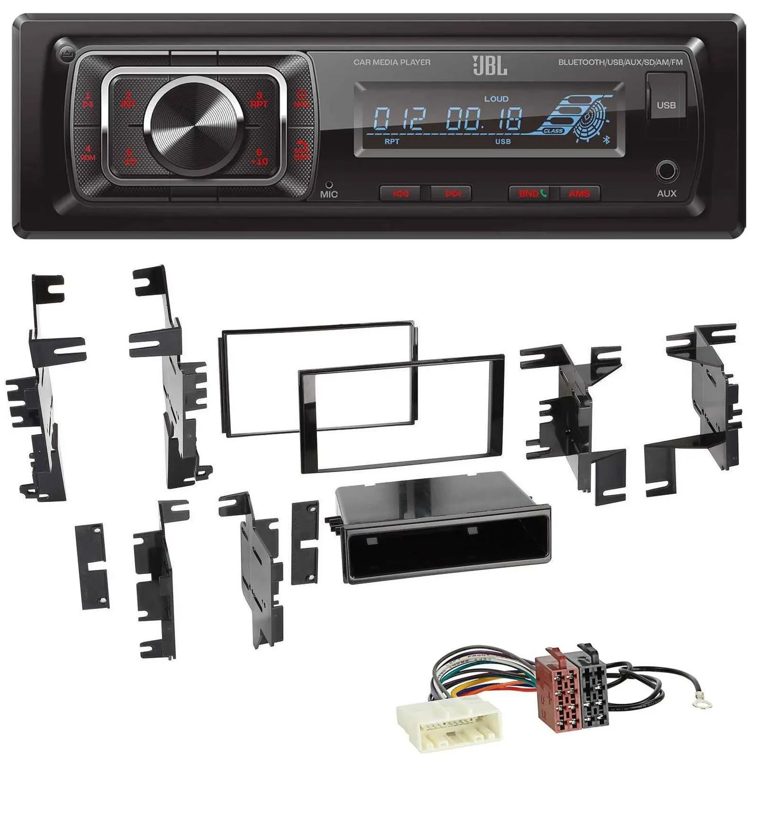 Автомагнитола JBL Bluetooth, USB, AUX, SD, MP3 для Nissan Cube (с 2009), Frontier (с 2013), Juke