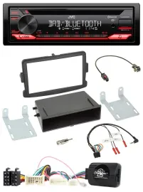 Автомагнитола JVC CD DAB USB Bluetooth с поддержкой управления на руле для Dacia Logan/Sandero (с 2012) черный