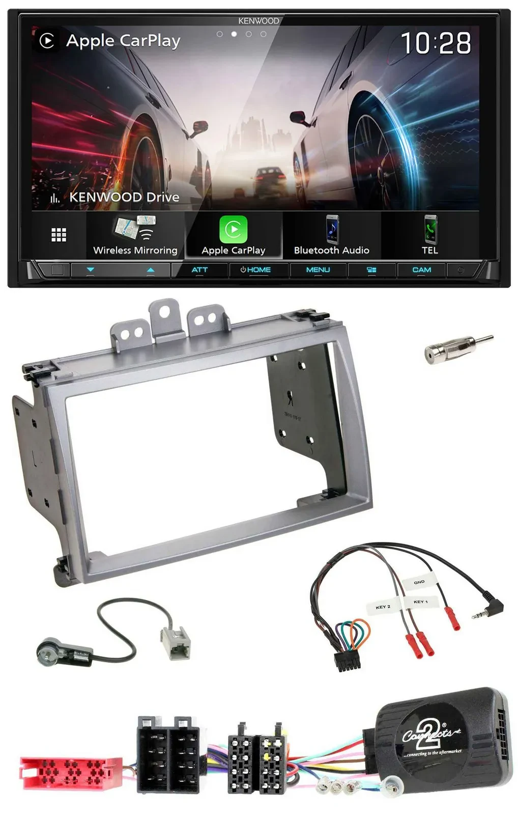 Автомагнитола Kenwood 2-DIN, USB, DAB, Bluetooth, для Hyundai i20 (2009–2012), серебристая