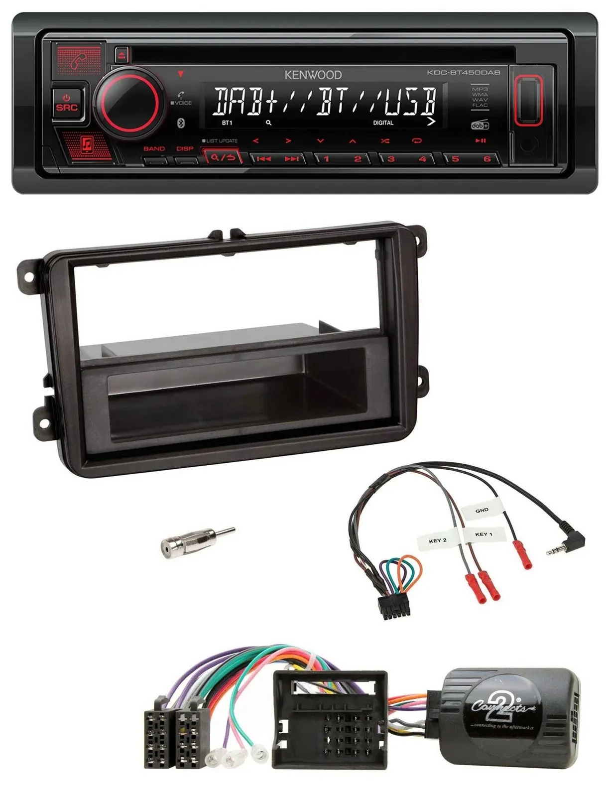 Автомагнитола Kenwood CD/USB/Bluetooth/DAB для Skoda Fabia 5J (2007–2014)