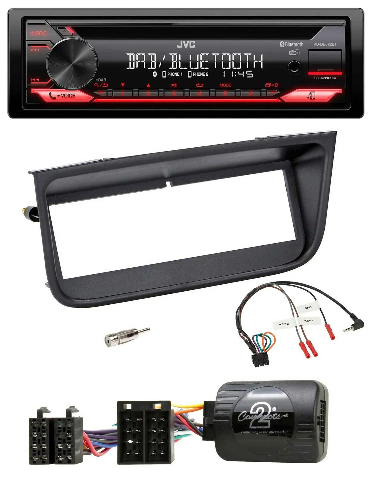 JVC CD DAB USB Bluetooth Lenkrad Autoradio für Peugeot 406 2002-2005