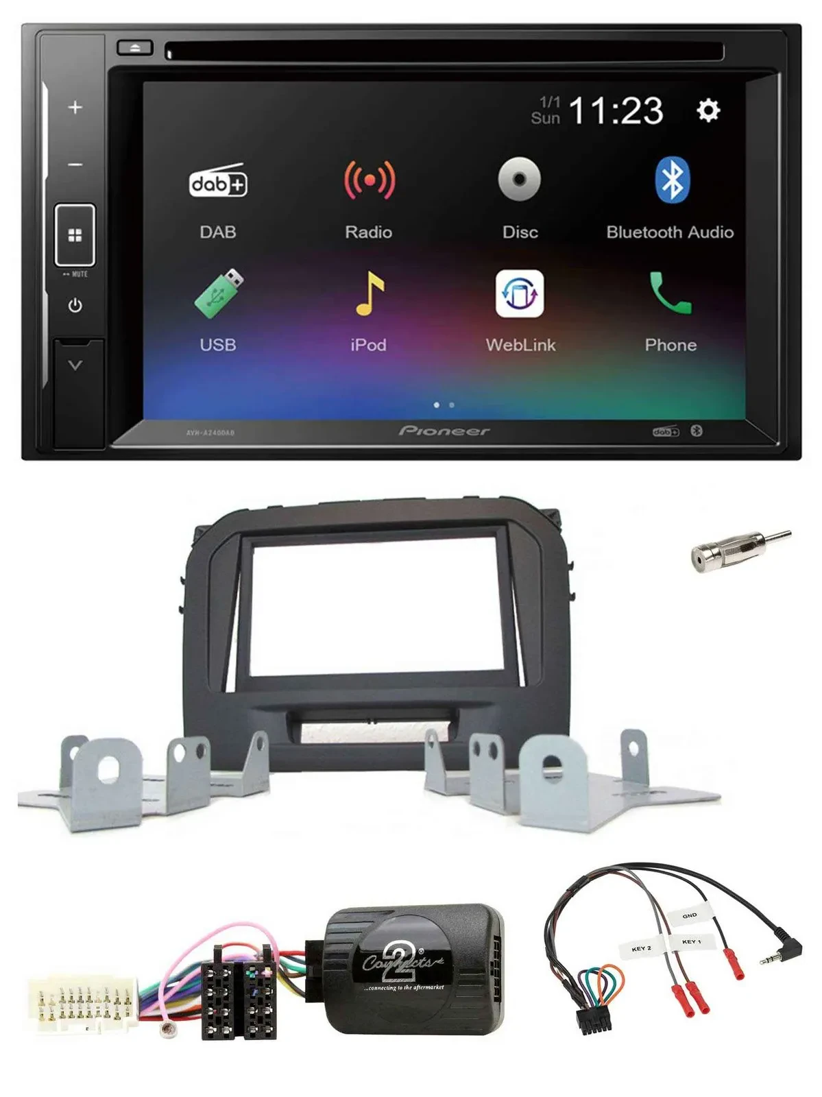 Pioneer Bluetooth Lenkrad USB 2DIN DAB DVD Autoradio für Suzuki Vitara LY ab 04/