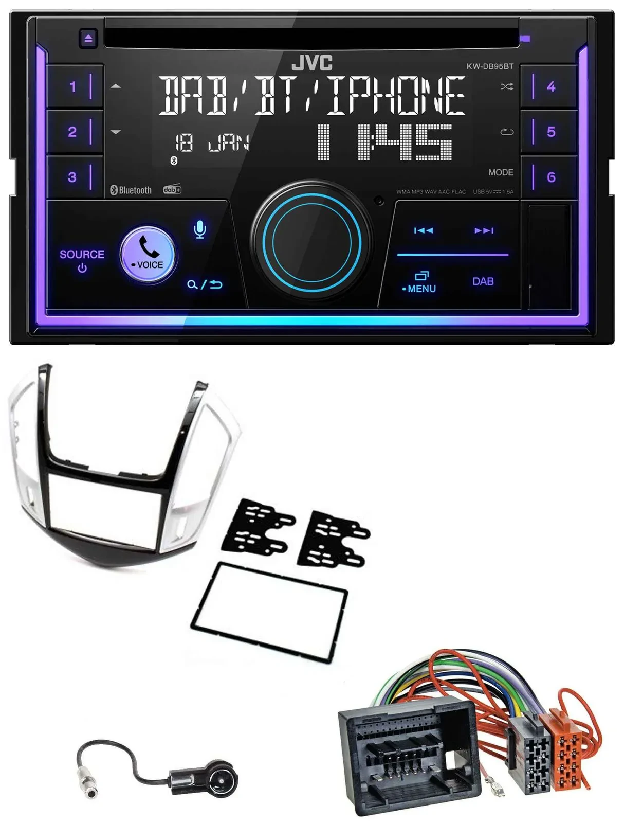 JVC MP3 USB 2DIN DAB Bluetooth CD Autoradio für Chevrolet Cruze 2011-2016