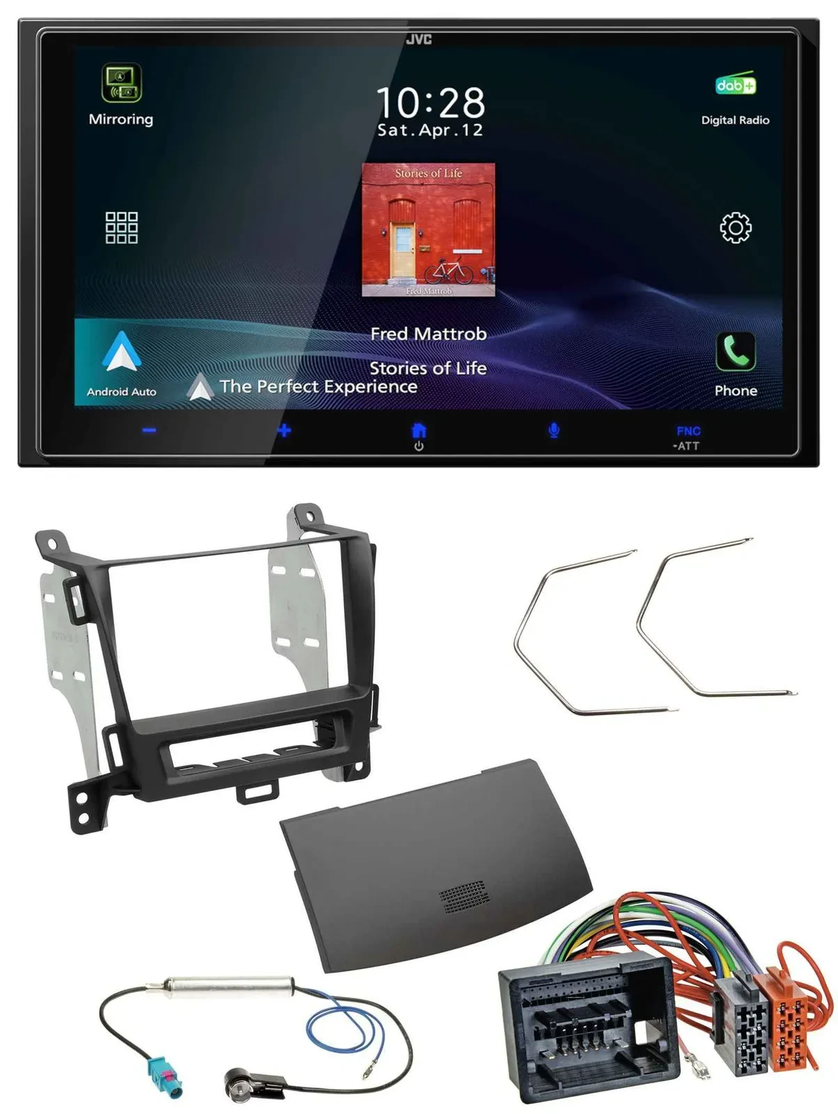 Автомагнитола для Opel Zafira JVC 2-DIN USB Bluetooth DAB MP3, чёрный