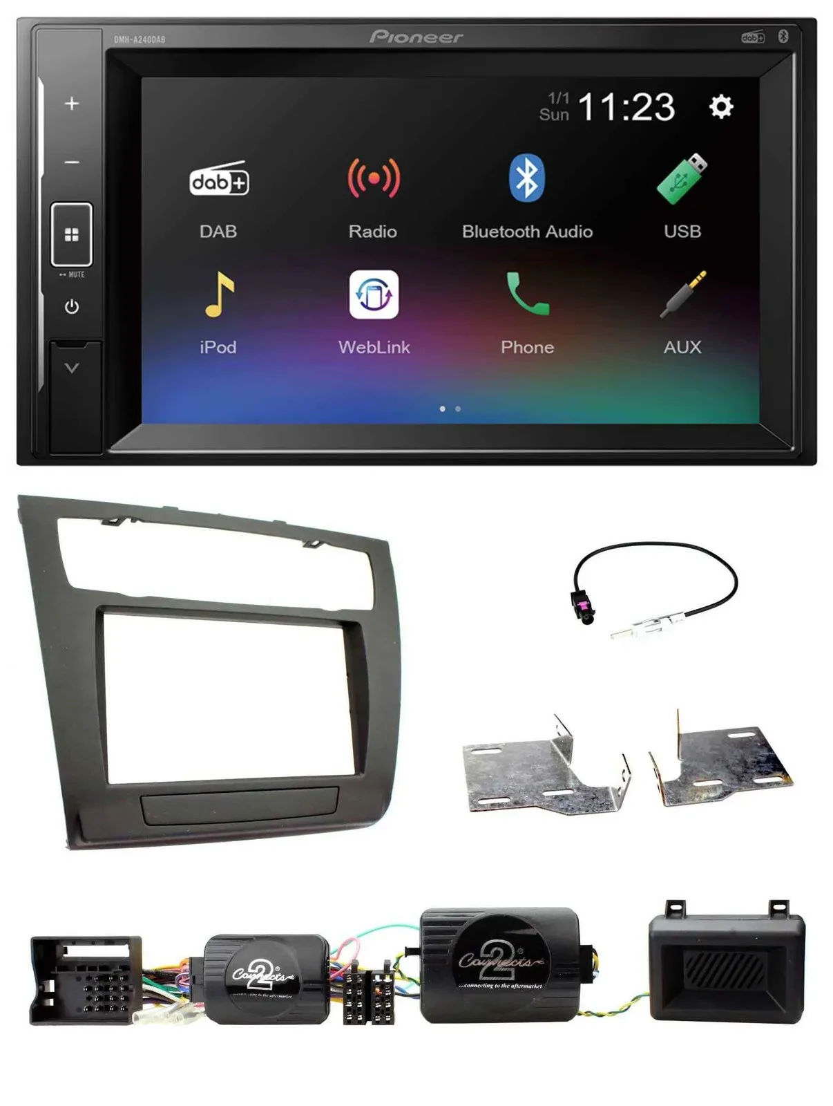 Pioneer DAB Lenkrad 2DIN Bluetooth USB Autoradio für BMW 1er PDC aut. Klima E87/
