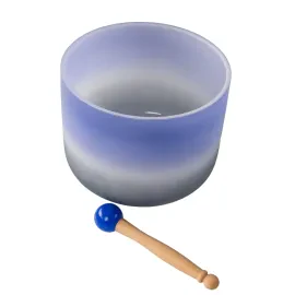 Kristall Singing Bowl 9" Indigo Blau A4 432Hz Quarzschale Sustain inkl. Zubehör