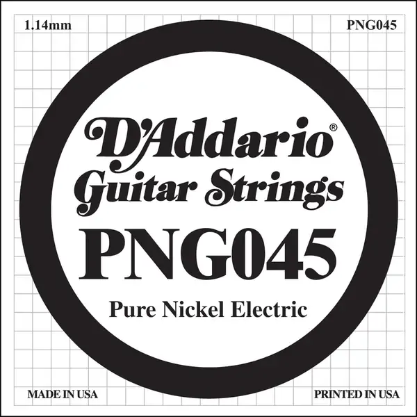Струна для электрогитары D'Addario PNG045 XL Pure Nickel, никель, калибр 45